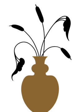 Black flowers in a golden vase No. 2 — illustration by Martiszu.
