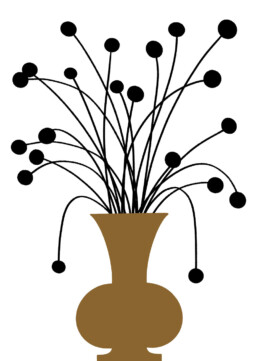 Black flowers in a golden vase No. 3 — illustration by Martiszu.